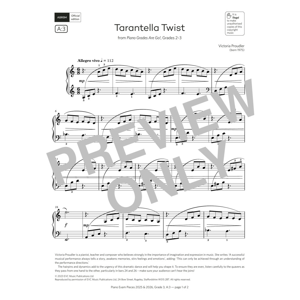 Tarantella Twist (Grade 3, list A3, from the ABRSM Piano Syllabus 2025 & 2026)