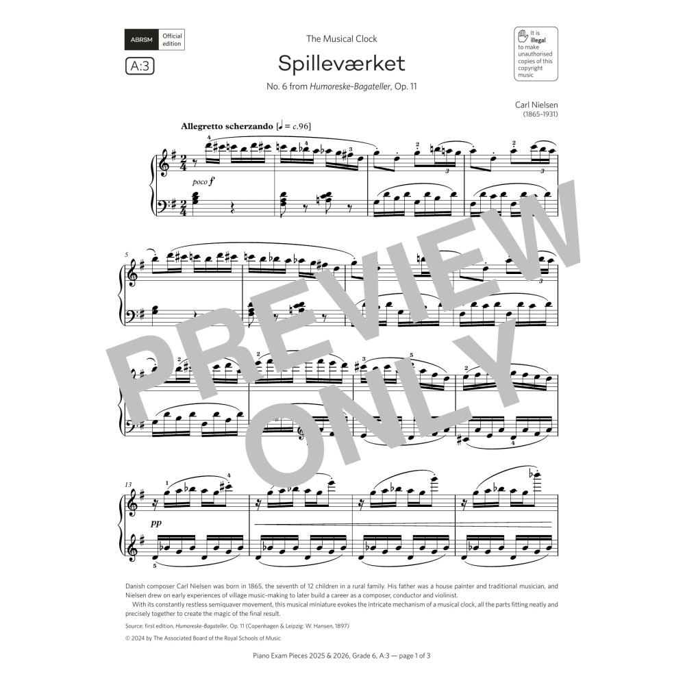 Spilleværket (Grade 6, list A3, from the ABRSM Piano Syllabus 2025 & 2026)