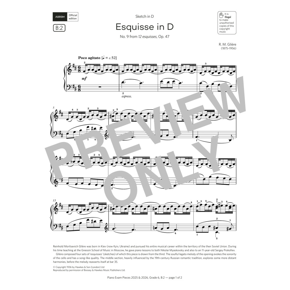 Esquisse in D (Grade 6, list B2, from the ABRSM Piano Syllabus 2025 & 2026)