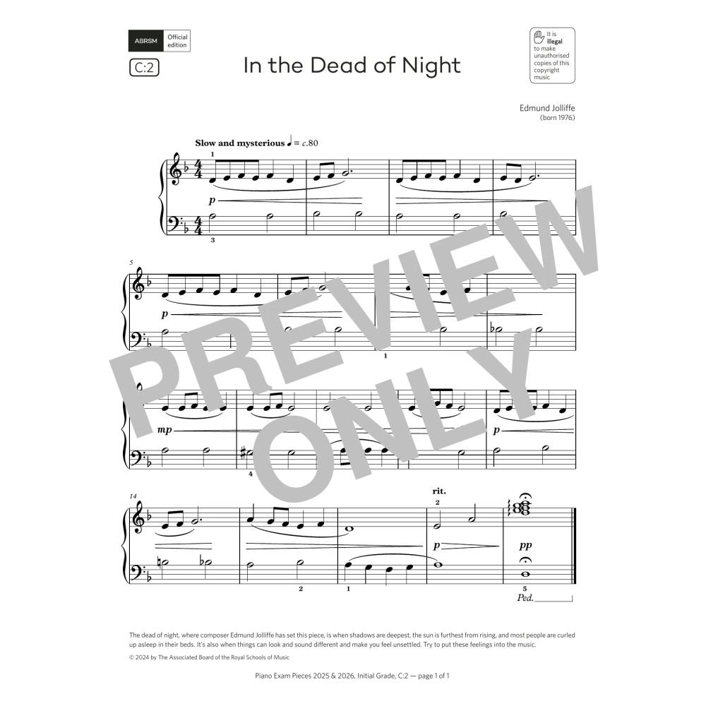 In the Dead of Night (Grade Initial, list C2, from the ABRSM Piano Syllabus 2025 & 2026)