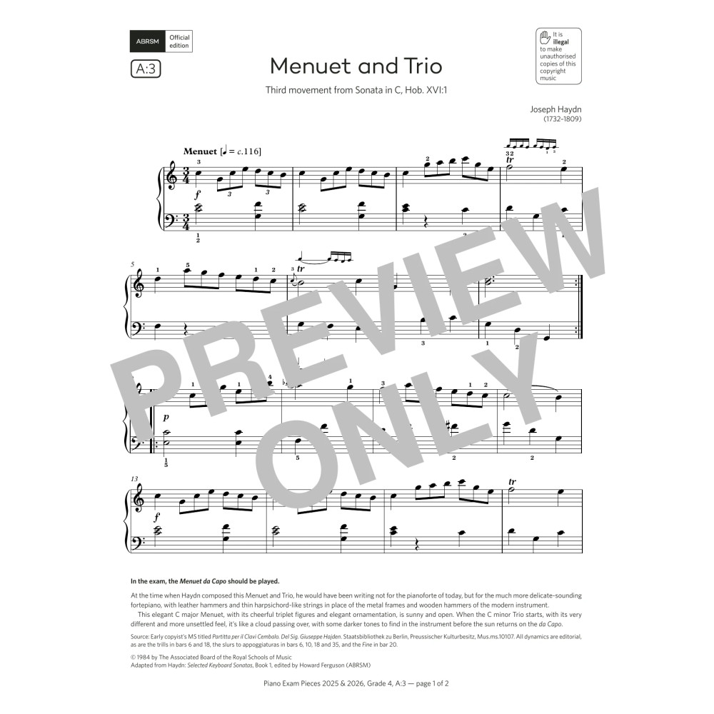 Menuet and Trio (Grade 4, list A3, from the ABRSM Piano Syllabus 2025 & 2026)