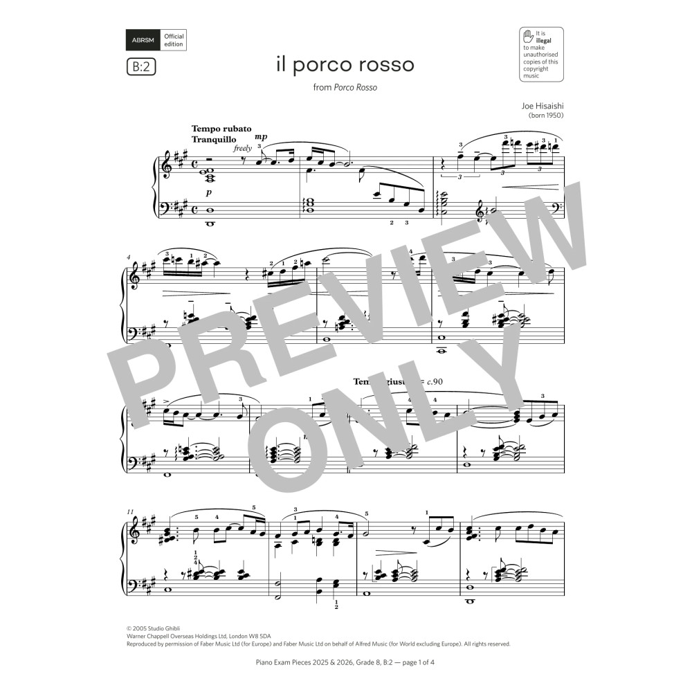 il porco rosso (Grade 8, list B2, from the ABRSM Piano Syllabus 2025 & 2026)