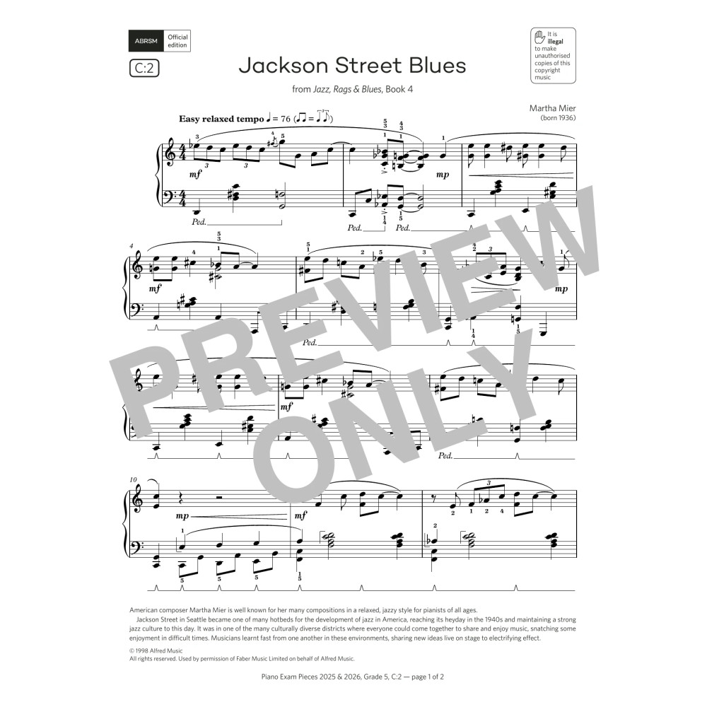 Jackson Street Blues (Grade 5, list C2, from the ABRSM Piano Syllabus 2025 & 2026)