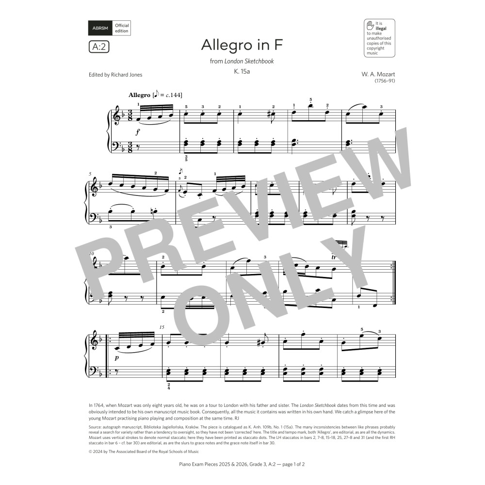 Allegro in F (Grade 3, list A2, from the ABRSM Piano Syllabus 2025 & 2026)