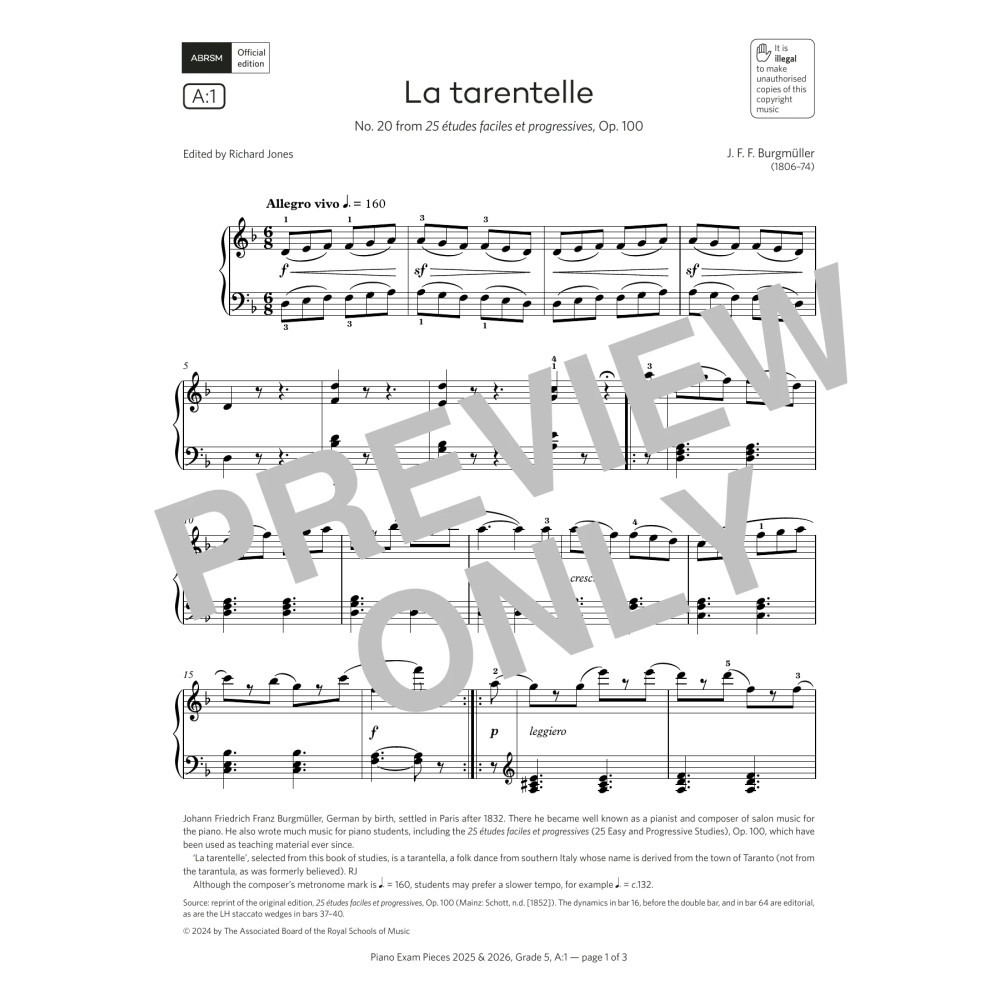 La tarentelle (Grade 5, list A1, from the ABRSM Piano Syllabus 2025 & 2026)