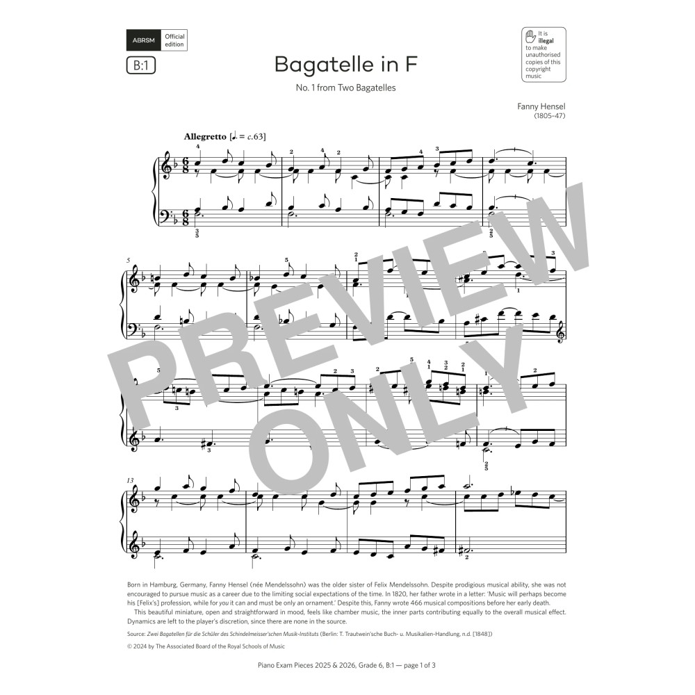 Bagatelle in F (Grade 6, list B1, from the ABRSM Piano Syllabus 2025 & 2026)