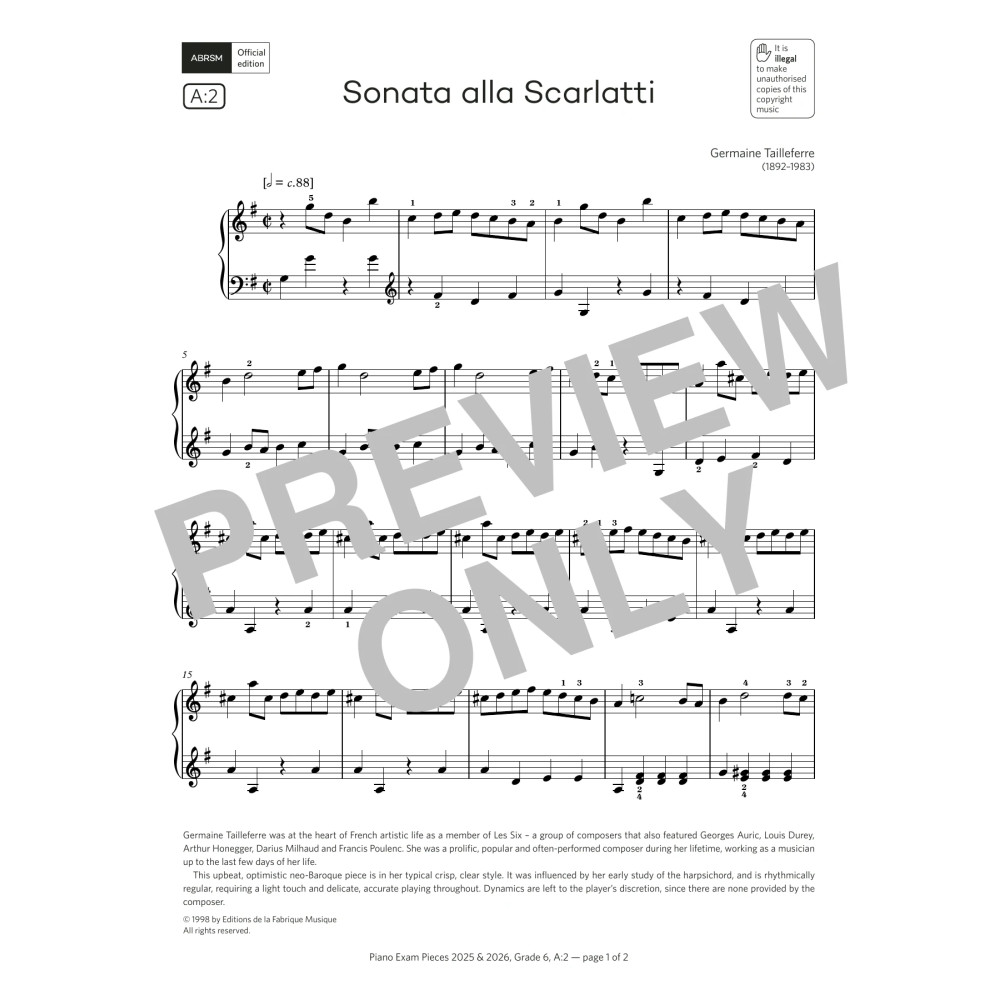 Sonata alla Scarlatti (Grade 6, list A2, from the ABRSM Piano Syllabus 2025 & 2026)
