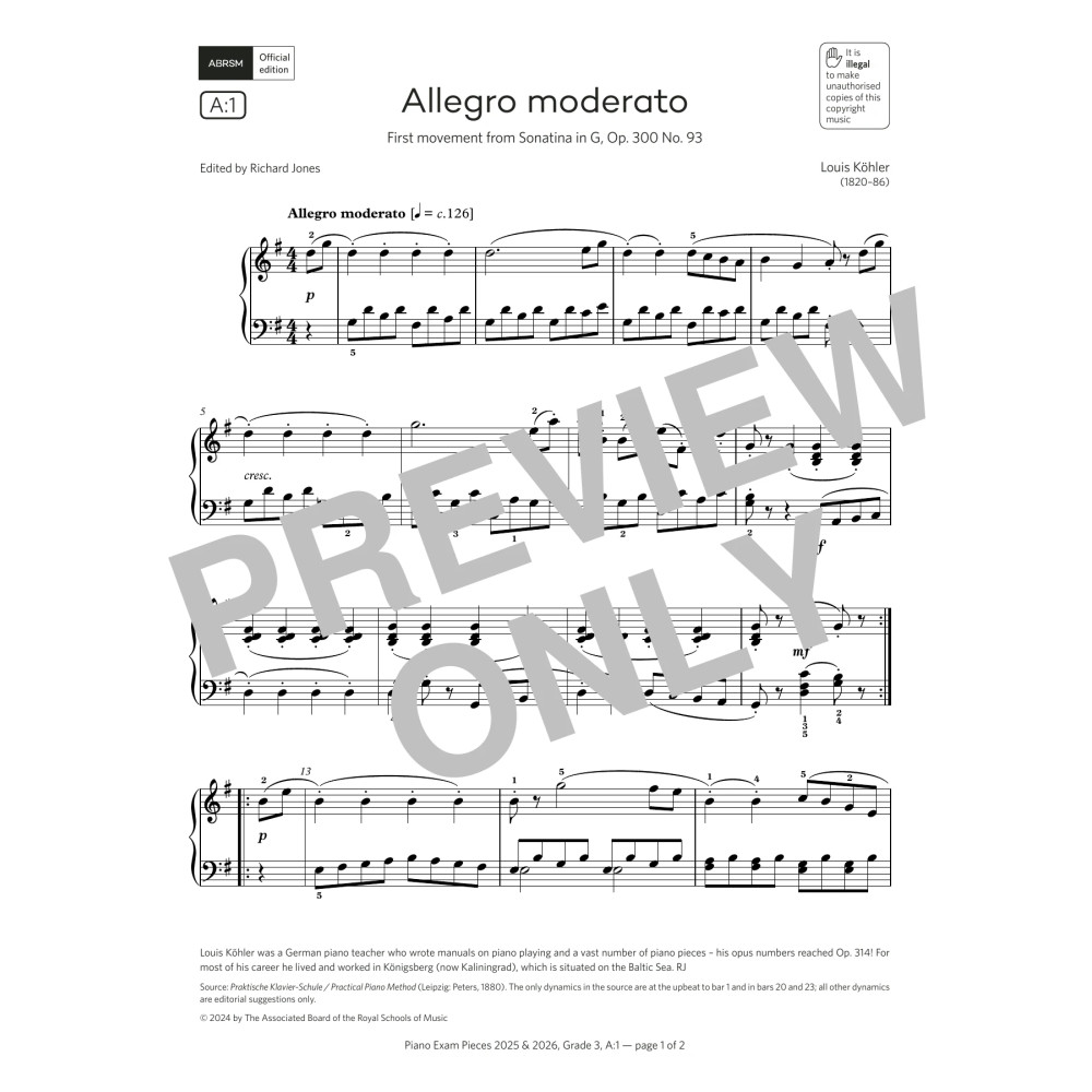 Allegro moderato (Grade 3, list A1, from the ABRSM Piano Syllabus 2025 & 2026)