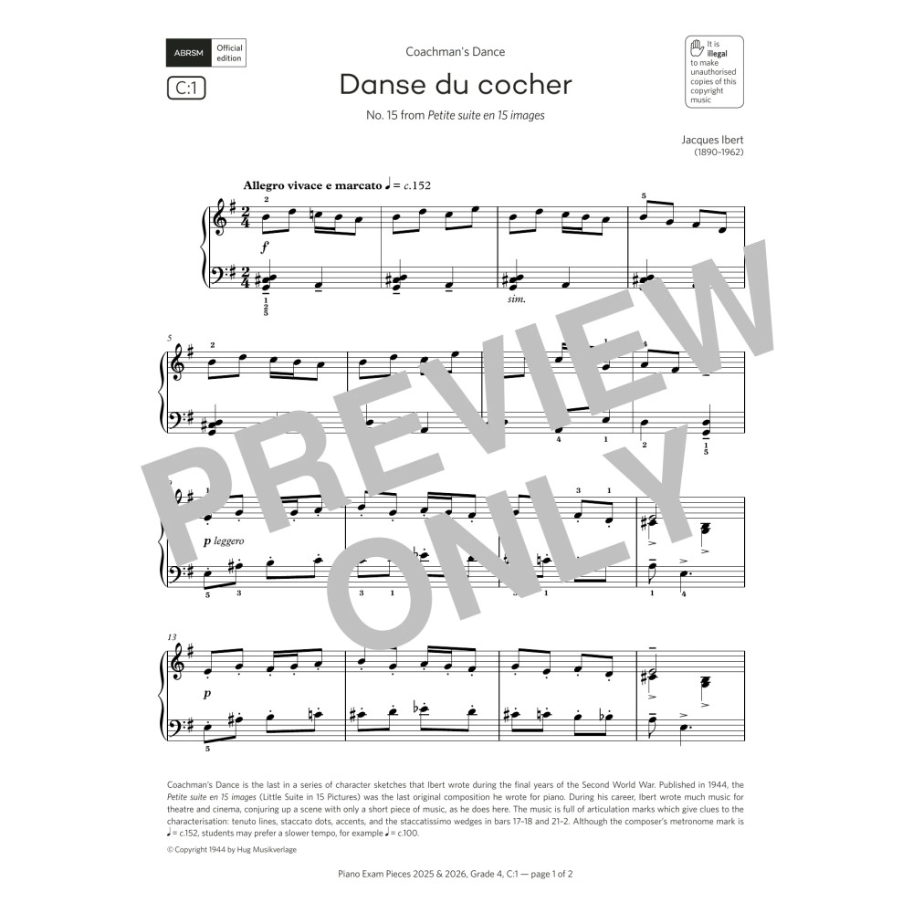 Danse du cocher (Grade 4, list C1, from the ABRSM Piano Syllabus 2025 & 2026)