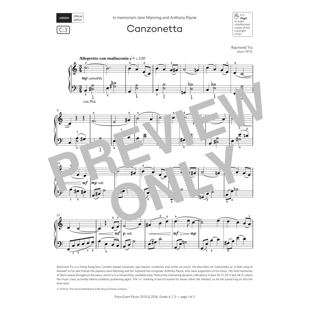 Canzonetta (Grade 4, list C3, from the ABRSM Piano Syllabus 2025 & 2026)