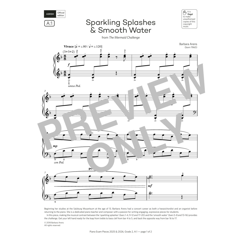 Sparkling Splashes & Smooth Water (Grade 2, list A1, from the ABRSM Piano Syllabus 2025 & 2026)
