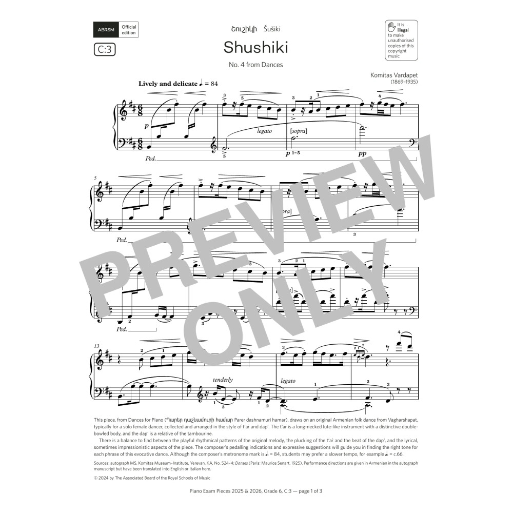 Shushiki (Grade 6, list C3, from the ABRSM Piano Syllabus 2025 & 2026)
