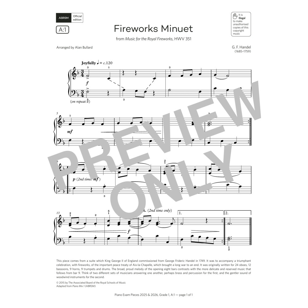 Fireworks Minuet (Grade 1, list A1, from the ABRSM Piano Syllabus 2025 & 2026)