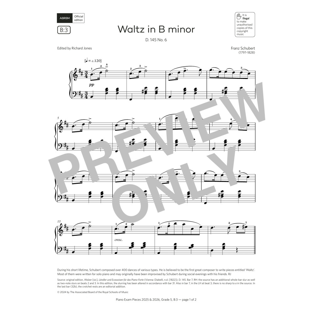 Waltz in B minor (Grade 5, list B3, from the ABRSM Piano Syllabus 2025 & 2026)