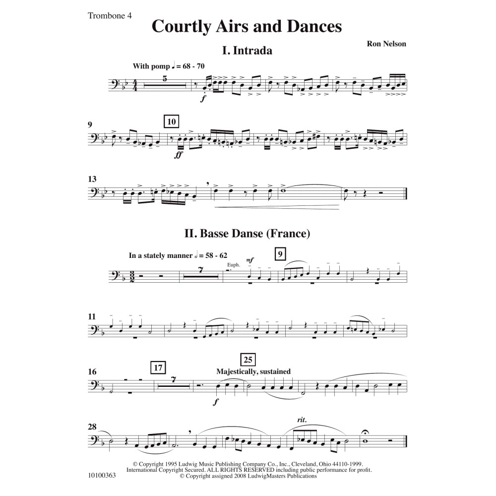 Courtly Airs and Dances - Trombone 4