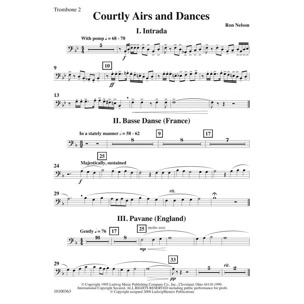 Courtly Airs and Dances - Trombone 2