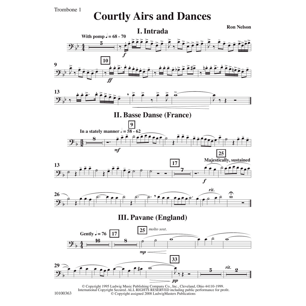 Courtly Airs and Dances - Trombone 1