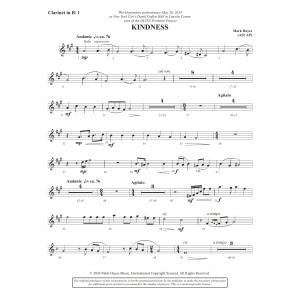 Kindness - Bb Clarinet 1