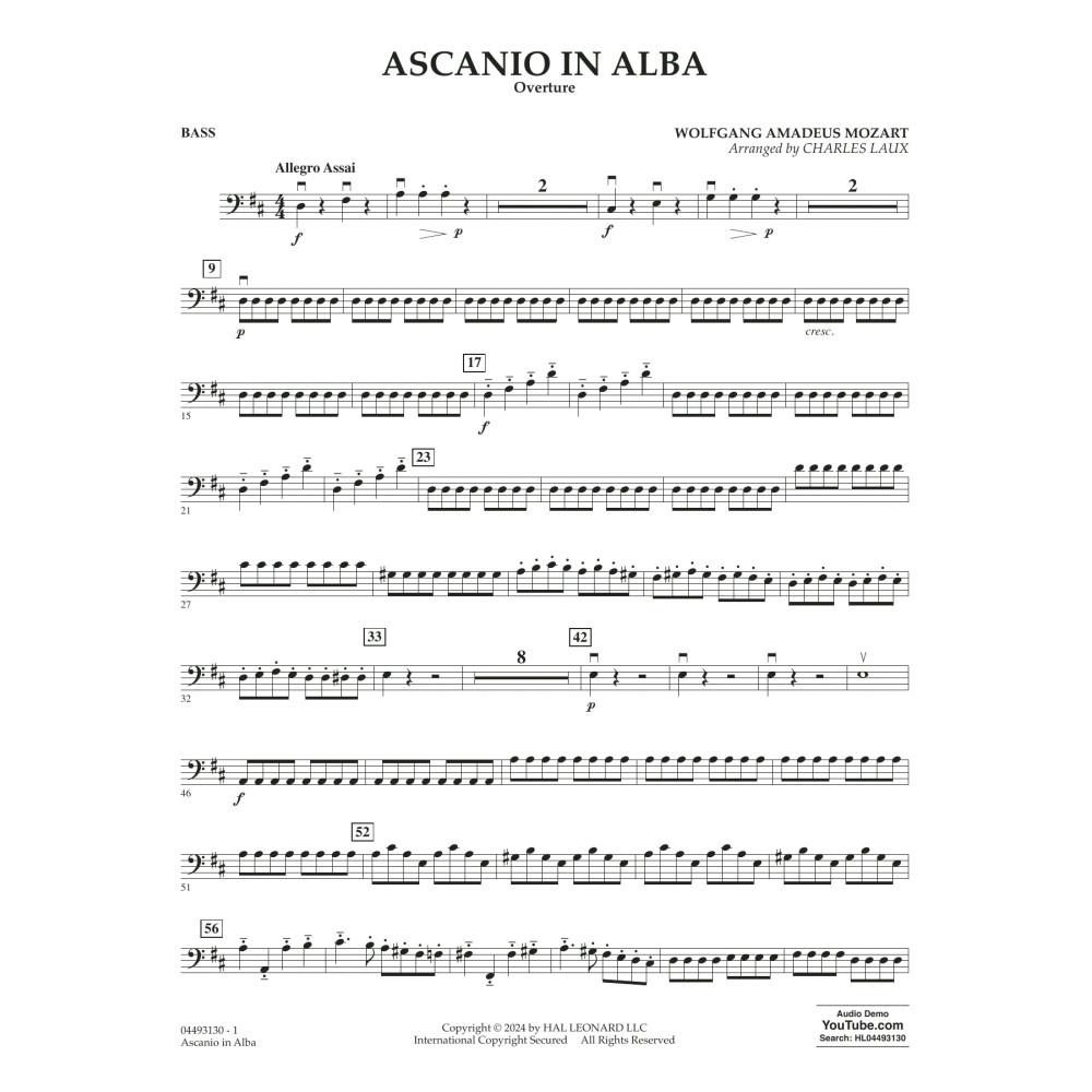 Ascanio In Alba Overture (arr. Charles Laux) - Bass