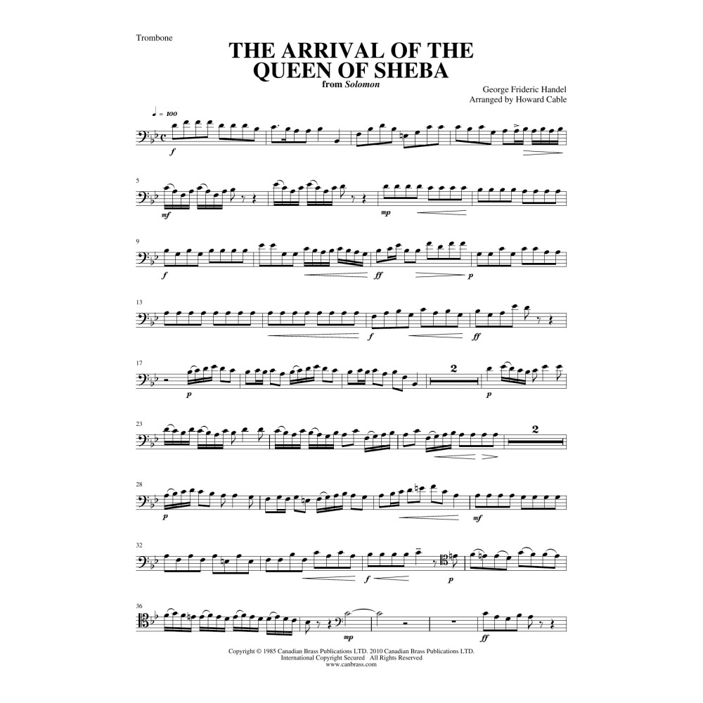 Arrival of the Queen of Sheba - Trombone
