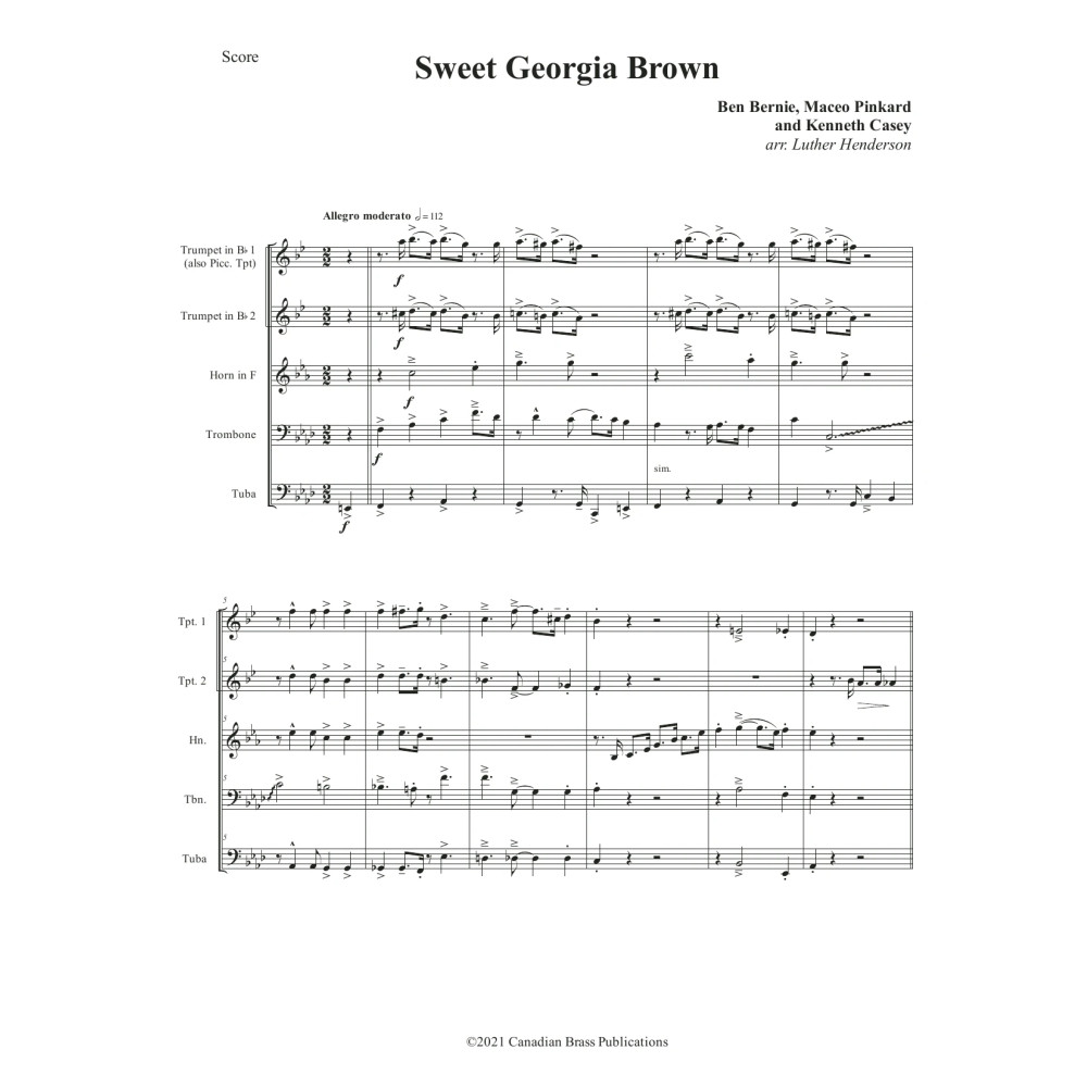 Sweet Georgia Brown - Full Score