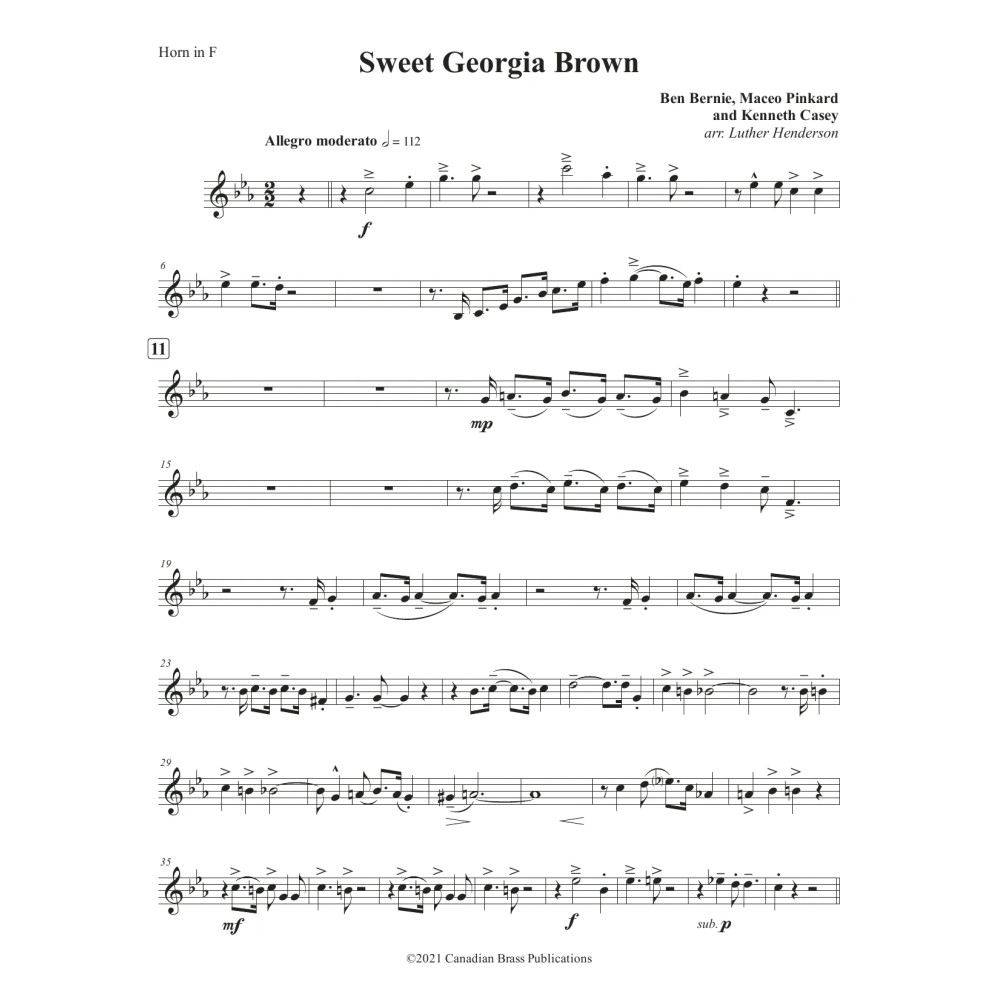 Sweet Georgia Brown - F Horn