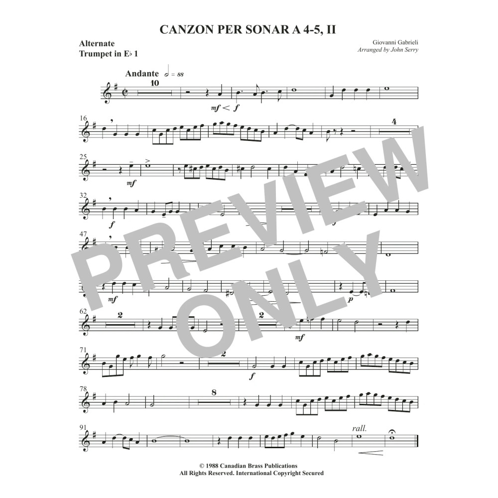 Canzon per Sonar A 4-5, II - Trumpet 1 in Eb (Alt)