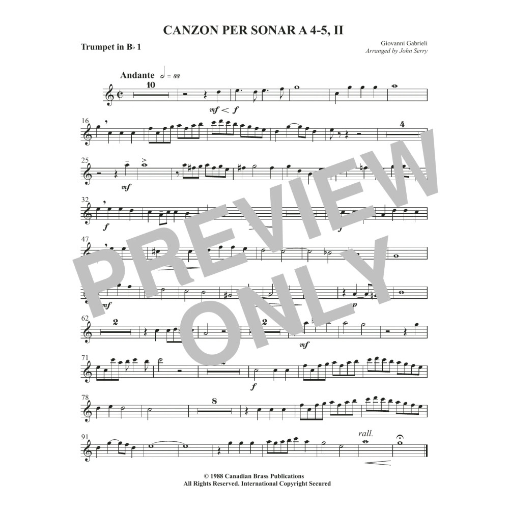 Canzon per Sonar A 4-5, II - Bb Trumpet 1