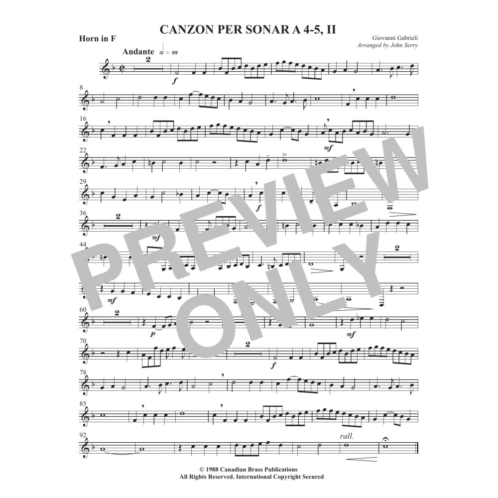 Canzon per Sonar A 4-5, II - F Horn