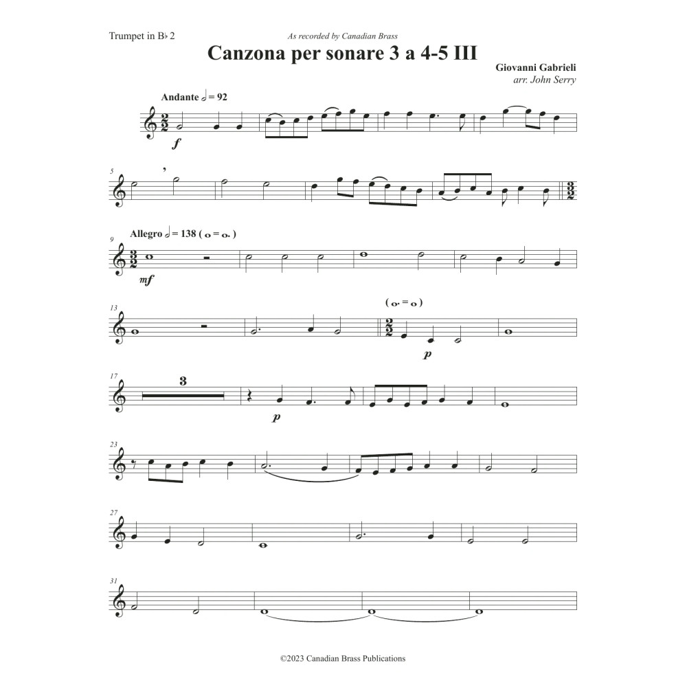 Canzon per Sonar A 4-5, III - Bb Trumpet 2