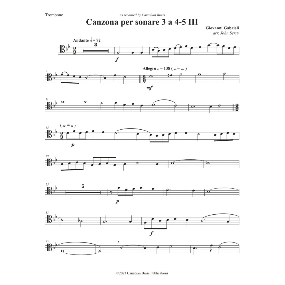 Canzon per Sonar A 4-5, III - Trombone