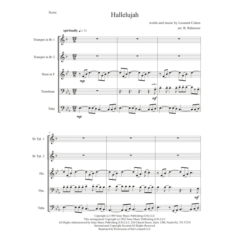 Hallelujah - Full Score
