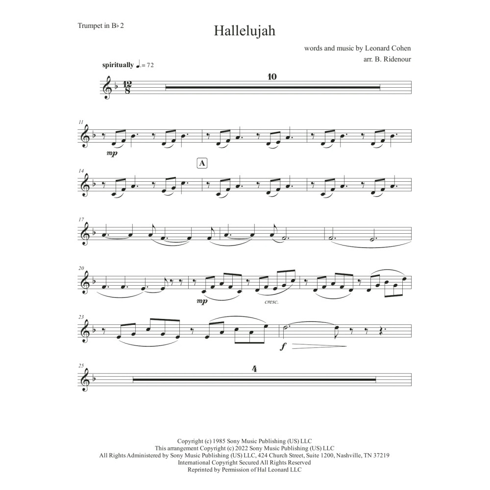 Hallelujah - Bb Trumpet 2