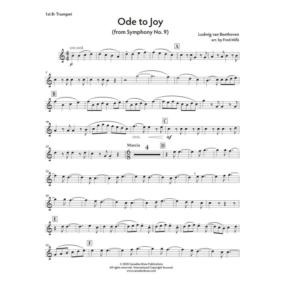 Ode to Joy - Bb Trumpet 1