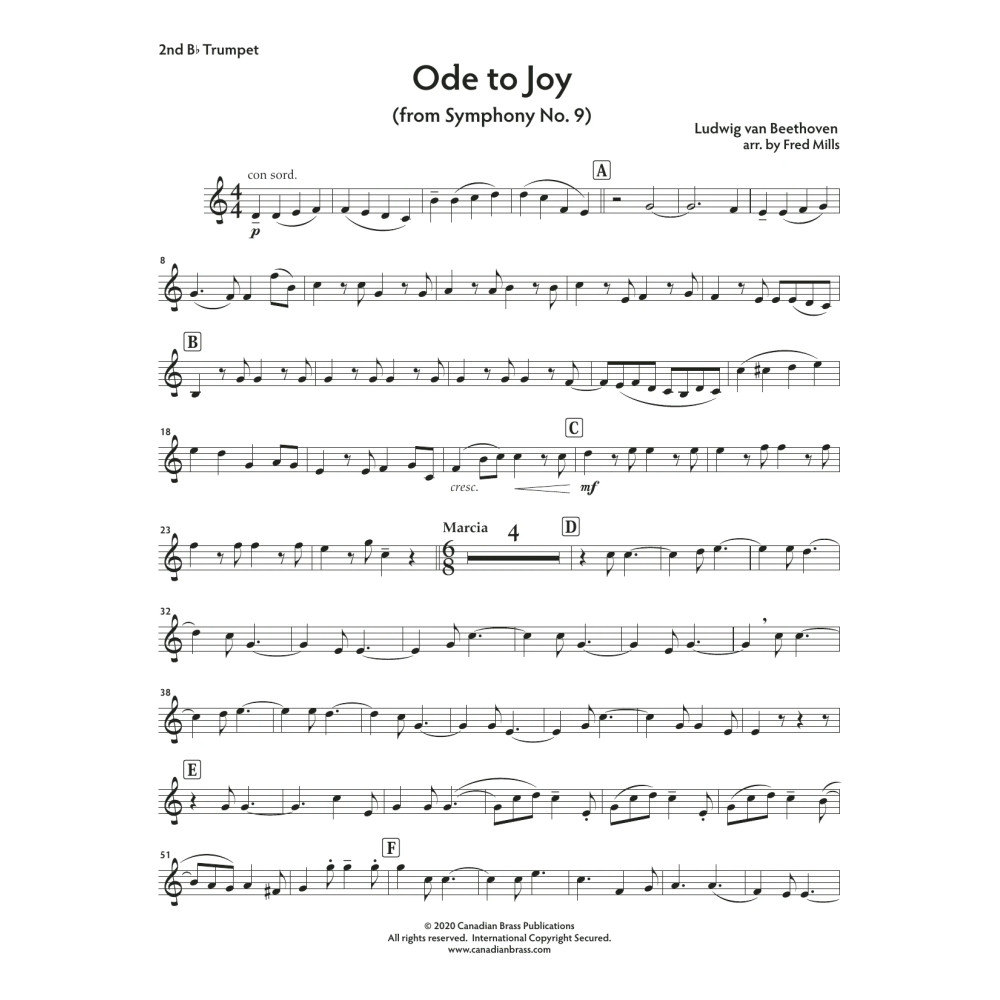 Ode to Joy - Bb Trumpet 2