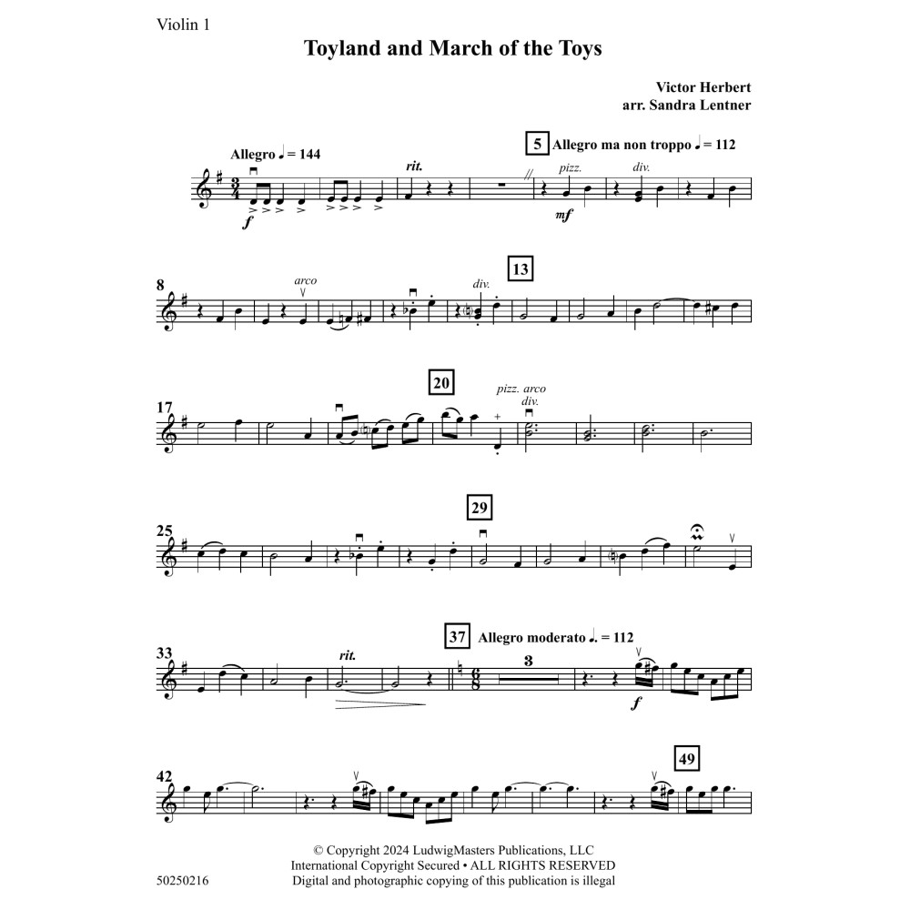 Toyland and March Of The Toys (arr. Sandra Lentner) - Violin 1