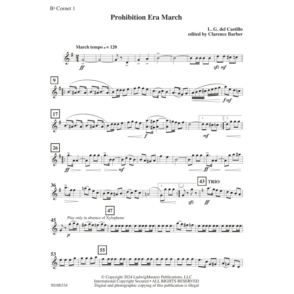 Prohibition Era March (arr. Clarence Barber) - Cornet 1