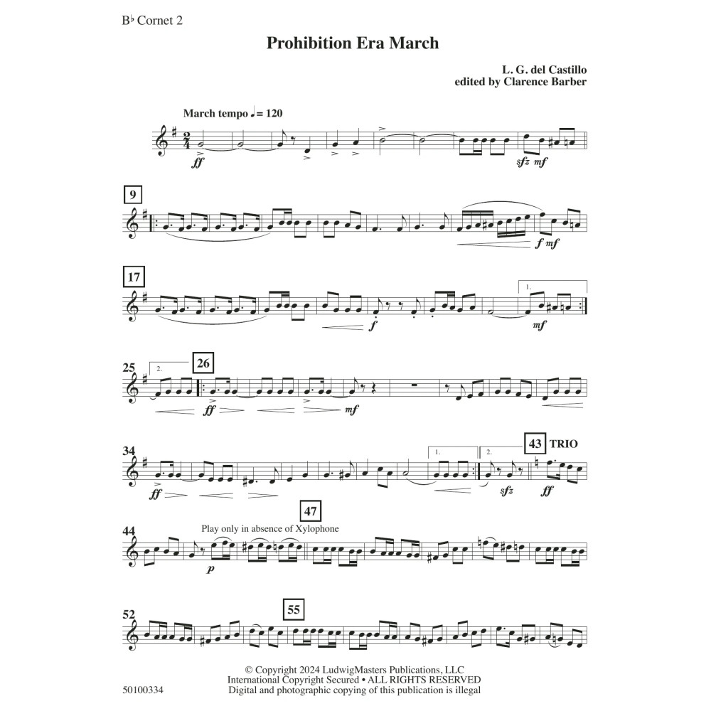 Prohibition Era March (arr. Clarence Barber) - Cornet 2