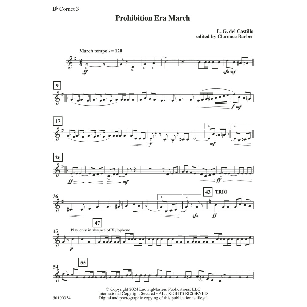 Prohibition Era March (arr. Clarence Barber) - Cornet 3