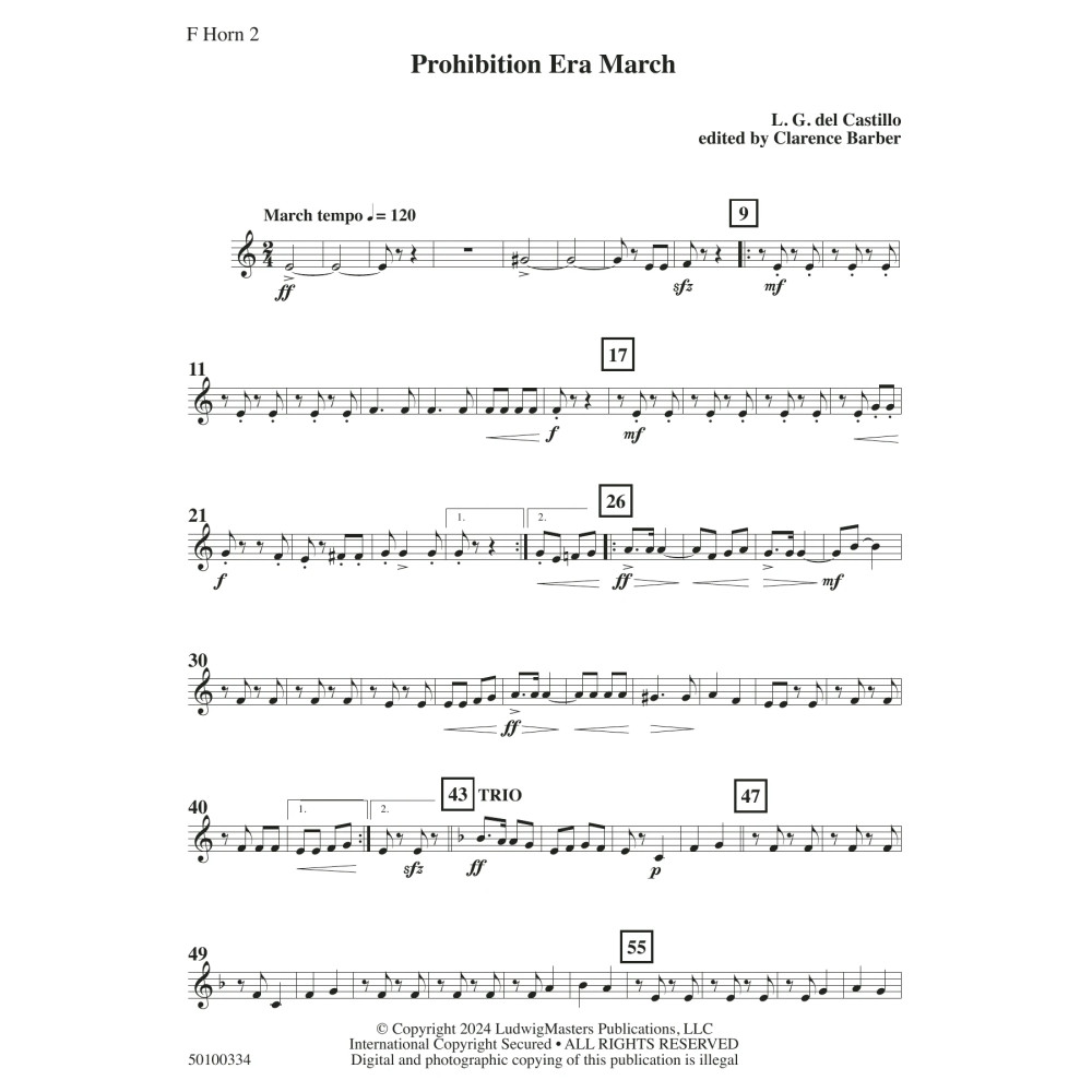 Prohibition Era March (arr. Clarence Barber) - Horn 2