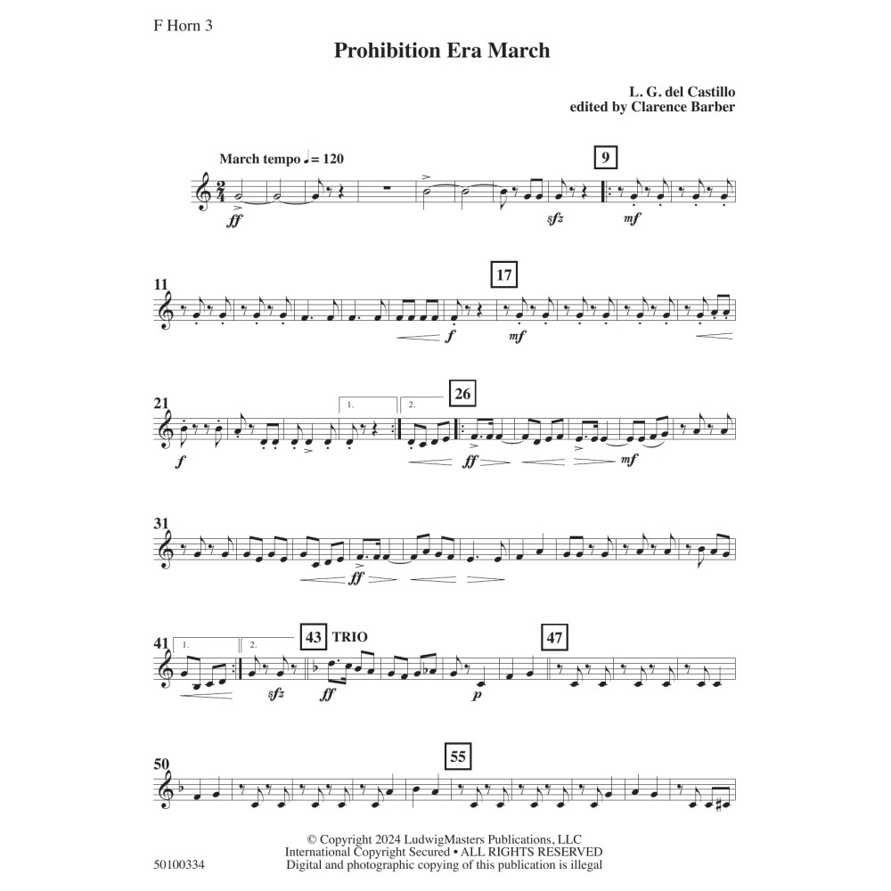 Prohibition Era March (arr. Clarence Barber) - Horn 3