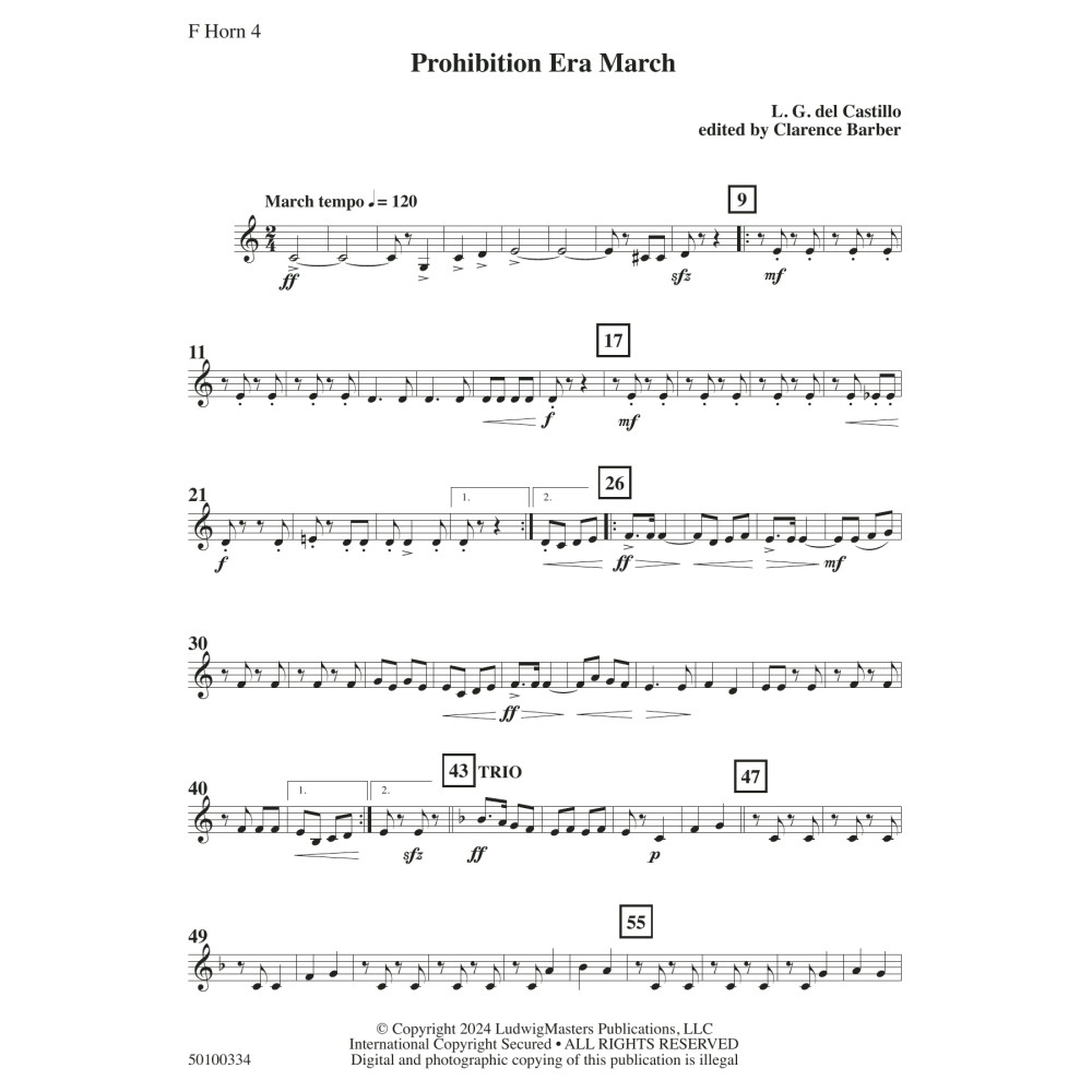 Prohibition Era March (arr. Clarence Barber) - Horn 4