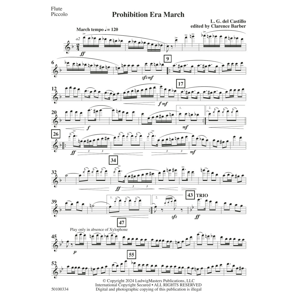 Prohibition Era March (arr. Clarence Barber) - Flute/Piccolo