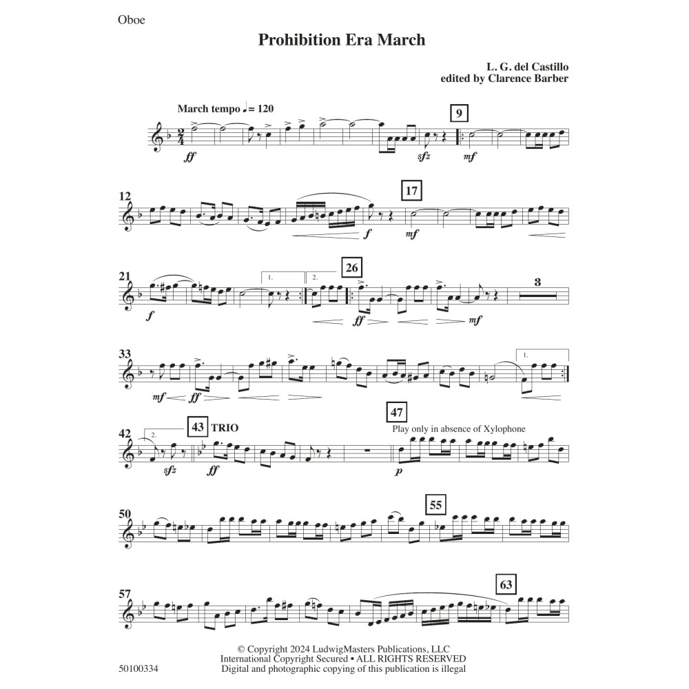 Prohibition Era March (arr. Clarence Barber) - Oboe