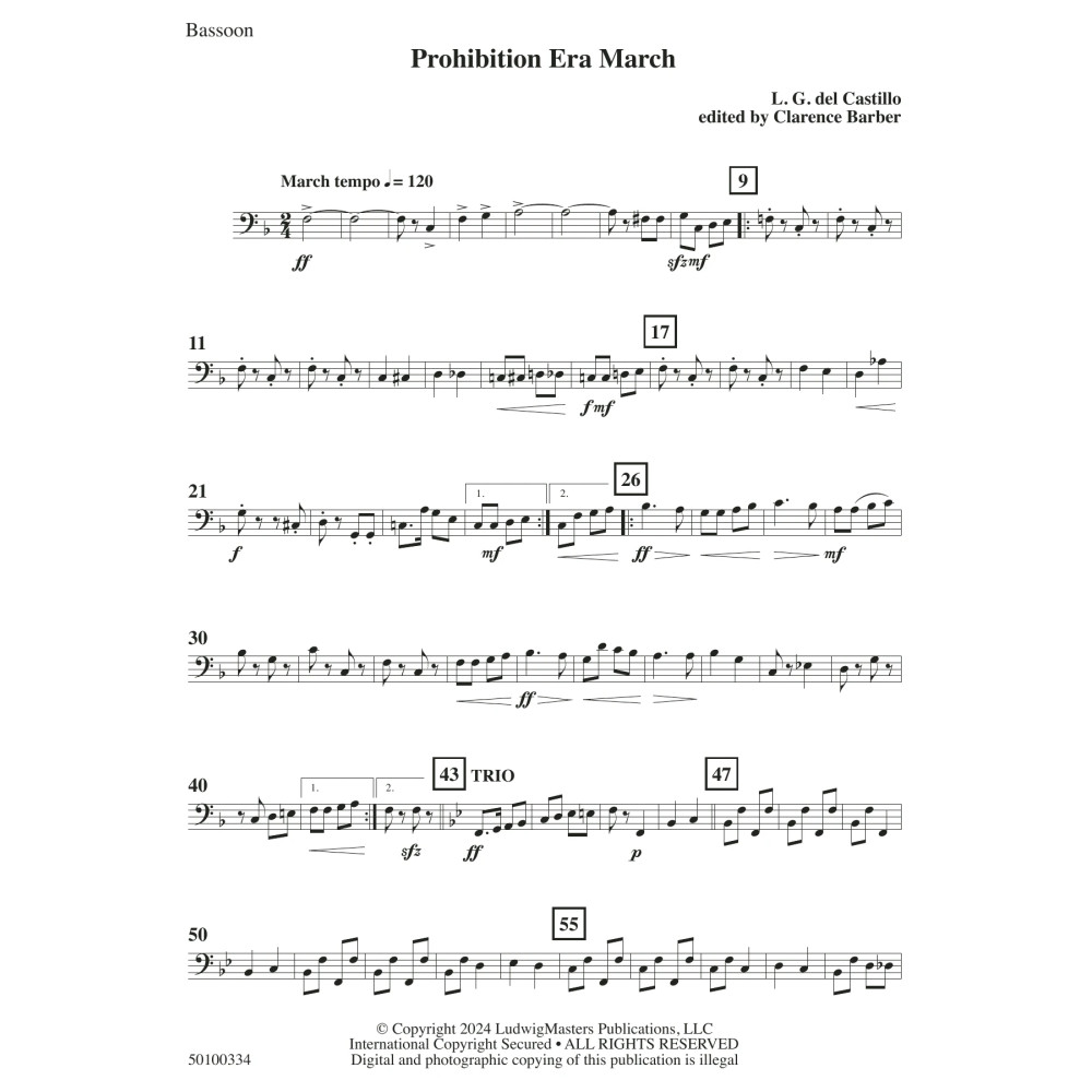 Prohibition Era March (arr. Clarence Barber) - Bassoon