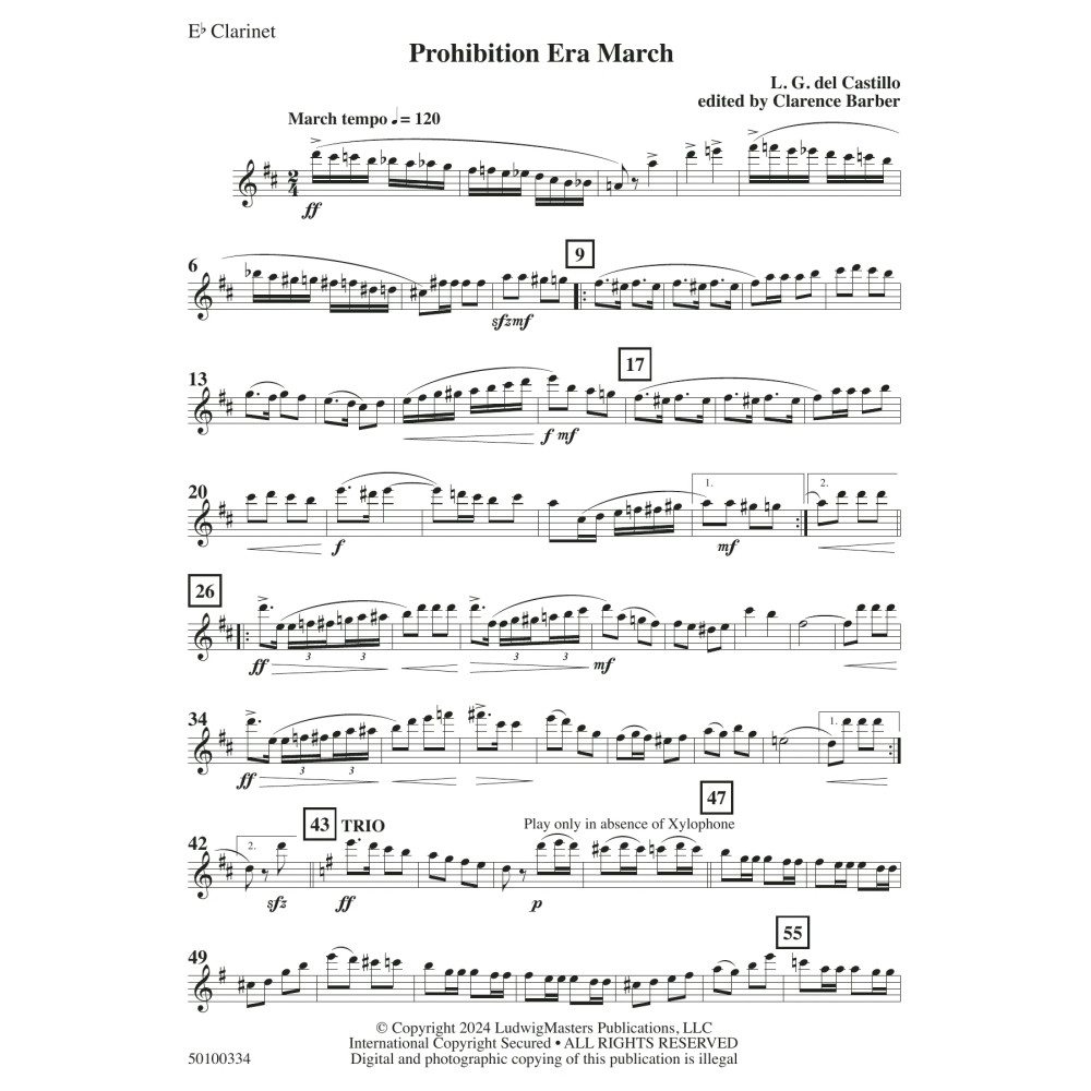 Prohibition Era March (arr. Clarence Barber) - Eb Clarinet