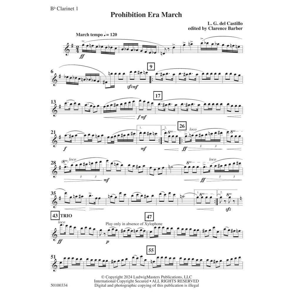 Prohibition Era March (arr. Clarence Barber) - Clarinet 1