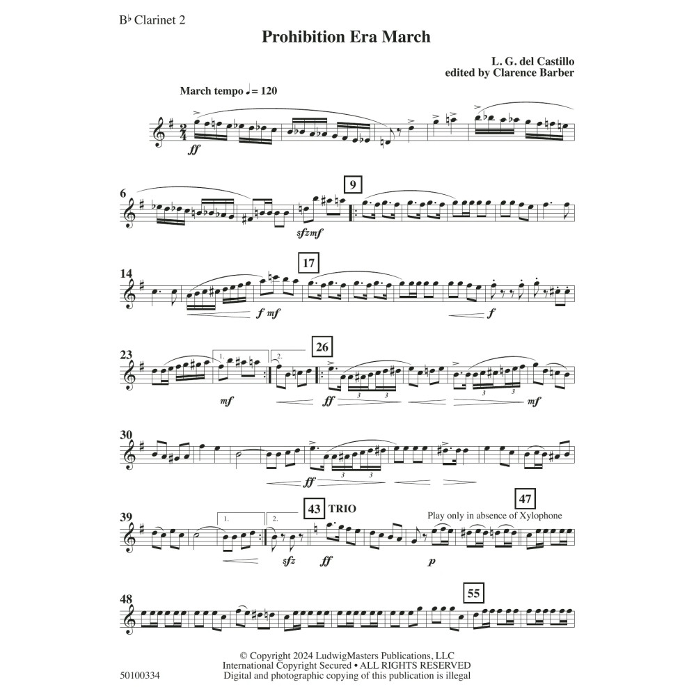 Prohibition Era March (arr. Clarence Barber) - Clarinet 2