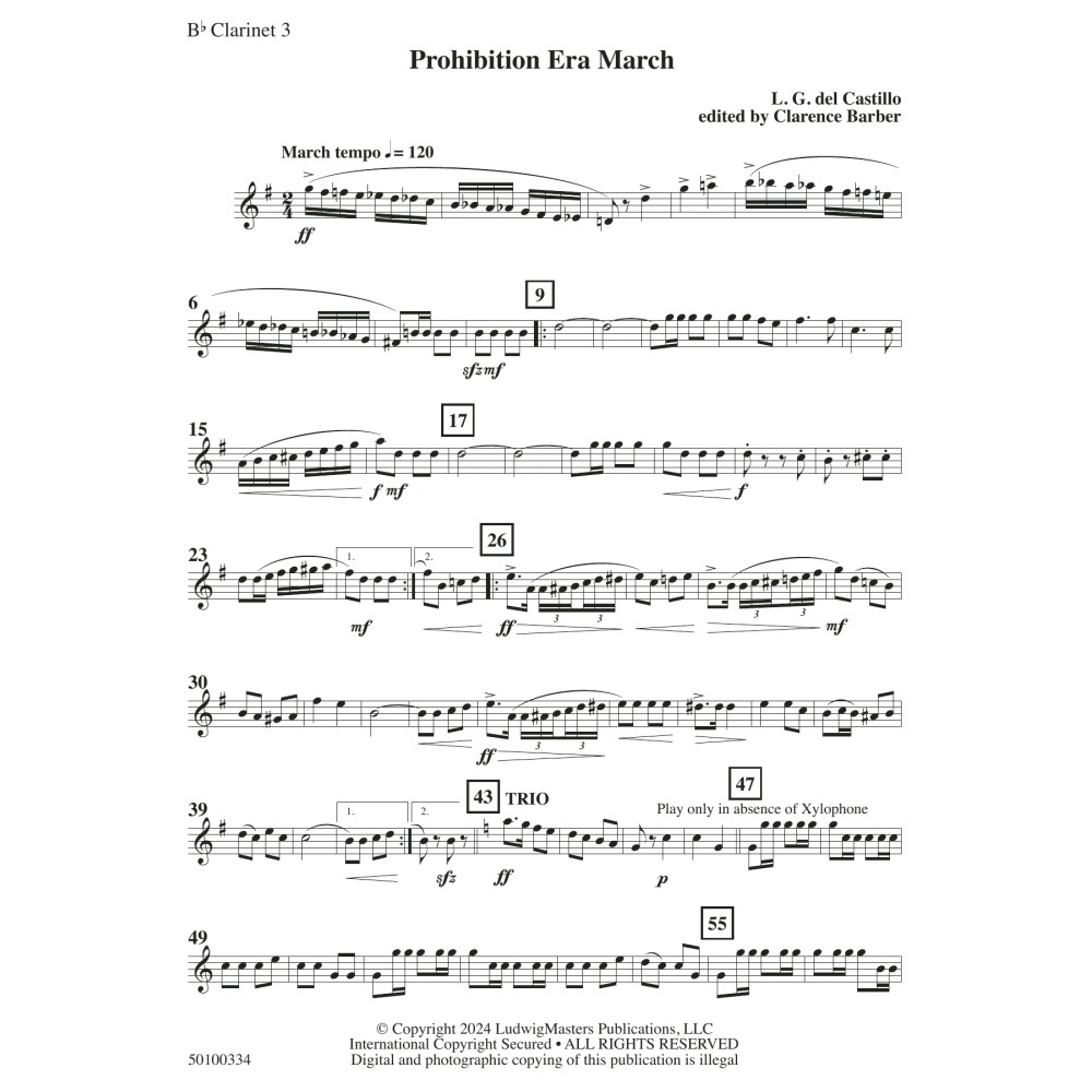 Prohibition Era March (arr. Clarence Barber) - Clarinet 3