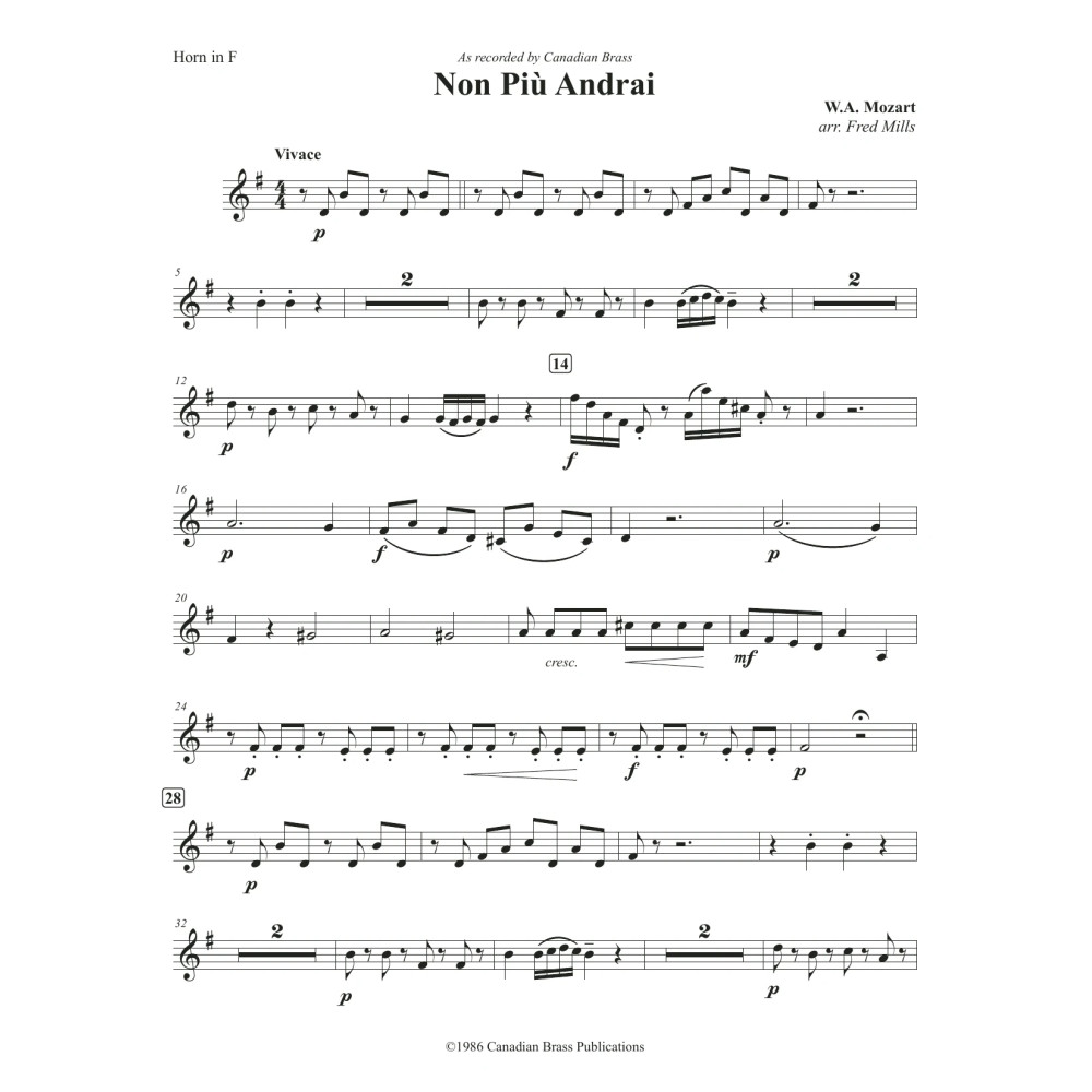 Non Più Andrai - F Horn